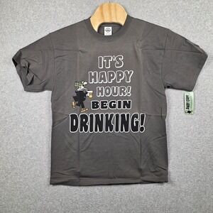 Vintage Andy Capp Mens Large Grey Happy Hour Drinking Graphic Tee Humor